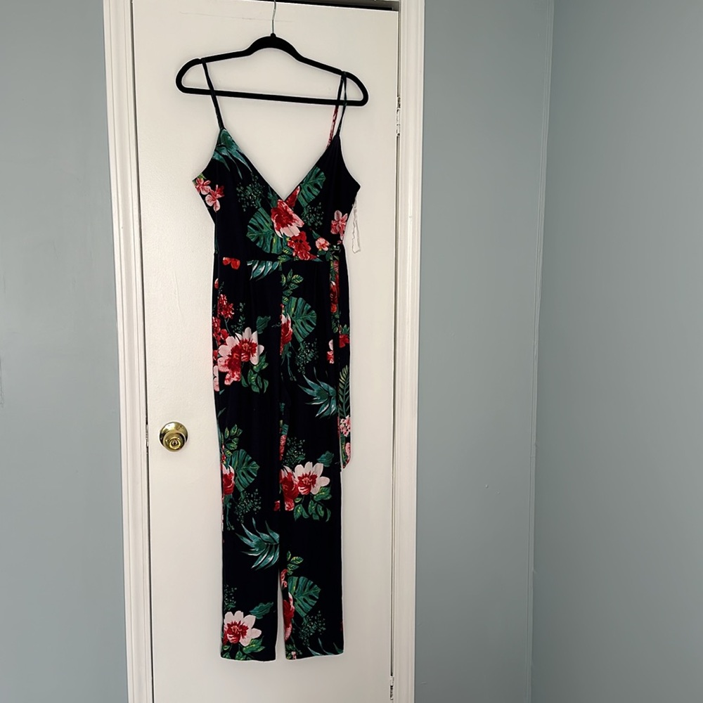 Derek Heart (Navy Blue Tropical Skinny Jumpsuit)